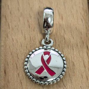 Pandora Pink Breast Cancer Survivor Oval Charm, S925 Silver Bracelets